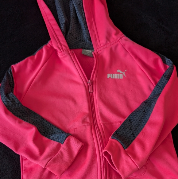 Pink Grey Puma Athletic Hoodie Sweatshirt Legging Set Girls 5 - Picture 2 of 6